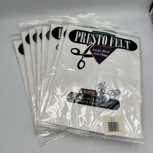 NEW! VTG Lot Of 8 Presto Felt White Sticky Back Felt Sheet 9 Inch x 12 Inch